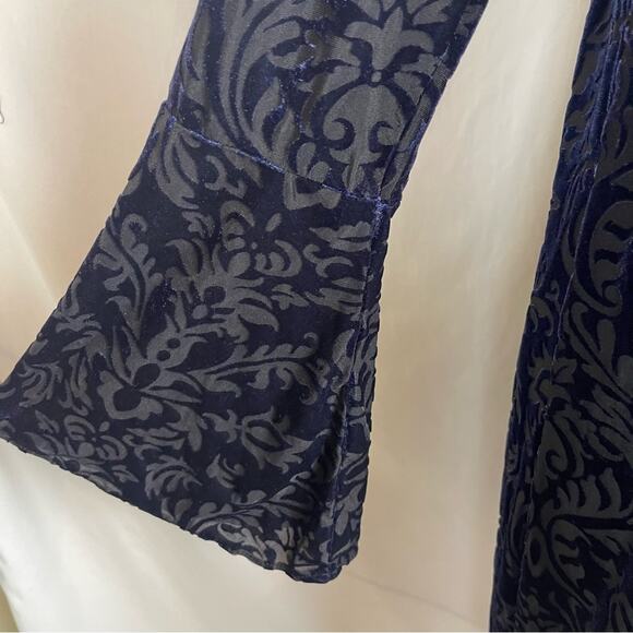 Beige by eci Midnight Blue Sheer Burnout Velvet Party Event Dress Size L - Picture 8 of 14